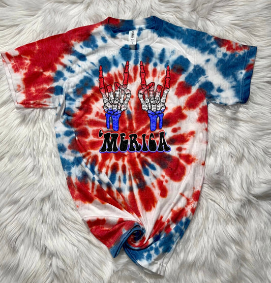 Tie Dye Skeleton Merica WS