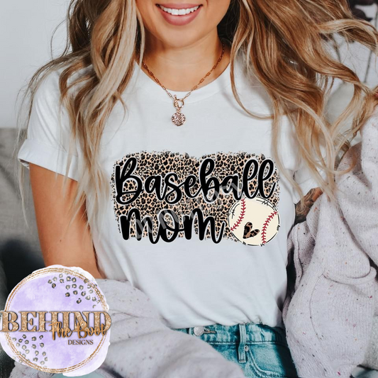 Baseball Mom Leopard Heart Ball